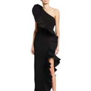 One33 Social One-Shoulder Gown with Pleated Ruffles - Size Small